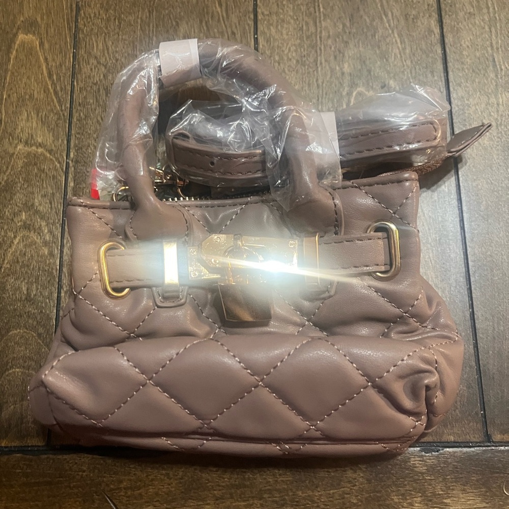 Badgley Mischka Quilted Brown Mini Bag